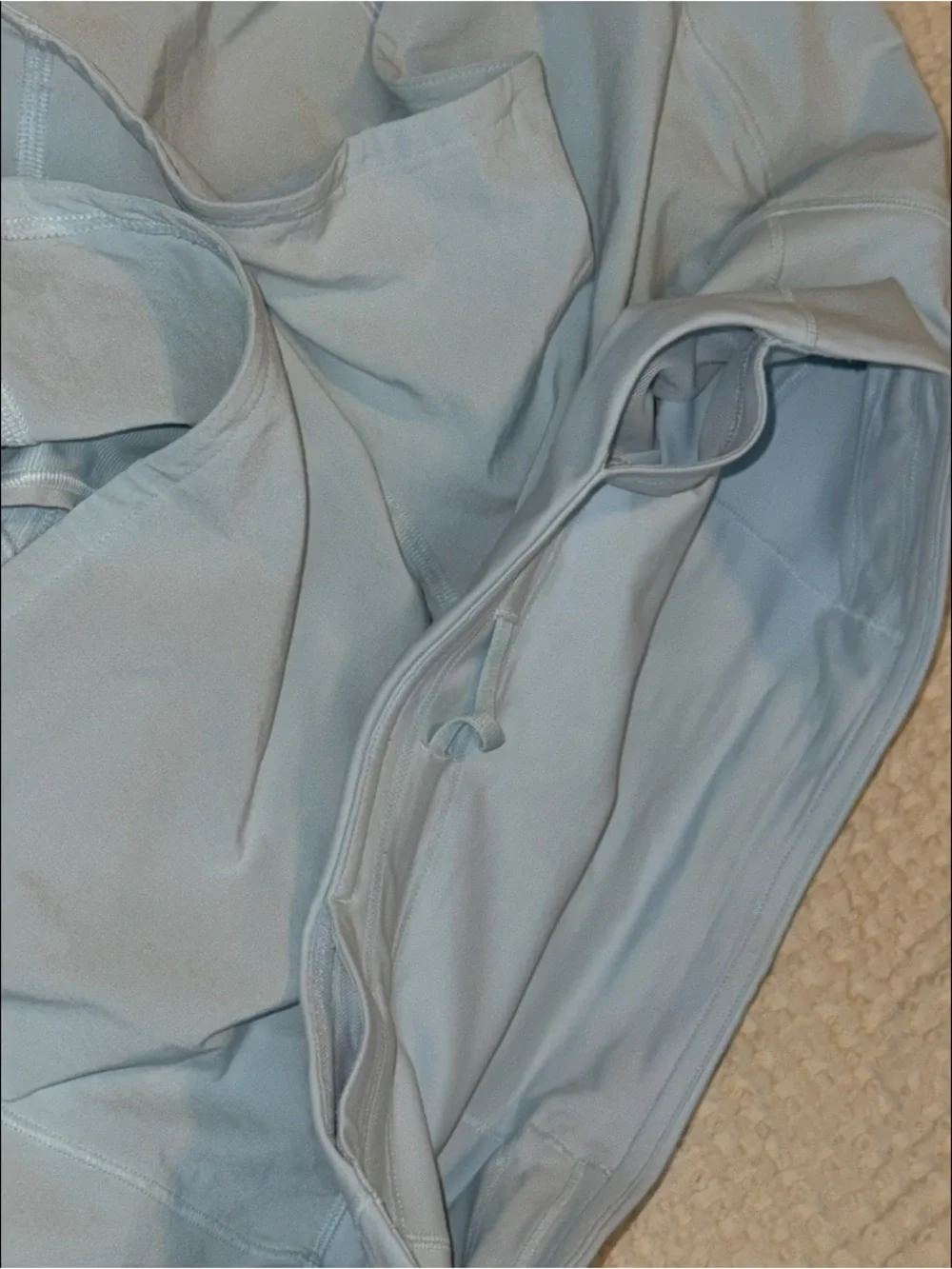 Lululemon Speed Up High-Rise Lined Short 4” in Powder Blue, size 6 - stained